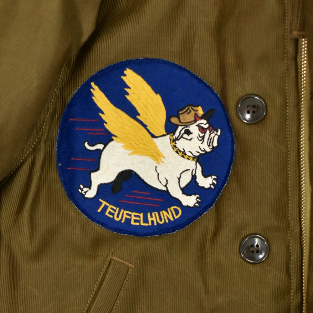 フリーホイーラーズ (FREEWHEELERS) 1944 U.S.M.C Marine Scout Bombing SQ932 -TEUFELHUND- TYPE N-1 1940s MILITARY CLOTHING NXS1404 Original Jungle Cloth Paraffin Coating DARK KHAKI BEIGE デッキジャケット アウター コート カスタム 2531002