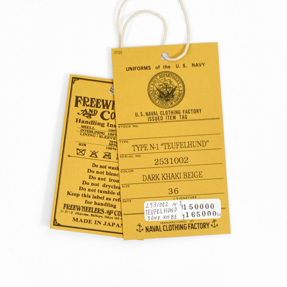 フリーホイーラーズ (FREEWHEELERS) 1944 U.S.M.C Marine Scout Bombing SQ932 -TEUFELHUND- TYPE N-1 1940s MILITARY CLOTHING NXS1404 Original Jungle Cloth Paraffin Coating DARK KHAKI BEIGE デッキジャケット アウター コート カスタム 2531002