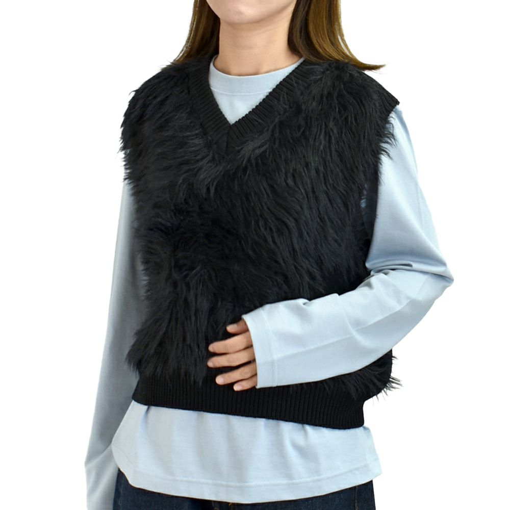 ポンデシャロン (PONT DE CHALONS) フロントシャギーニットベスト ファーベスト もこもこ 22553314