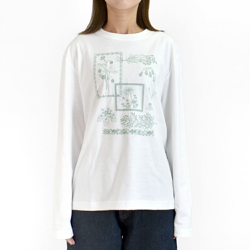 マーブルシュッド (marble SUD) frame flower L/S Tシャツ 刺繍長袖Tシャツ ロンT 01FF020225