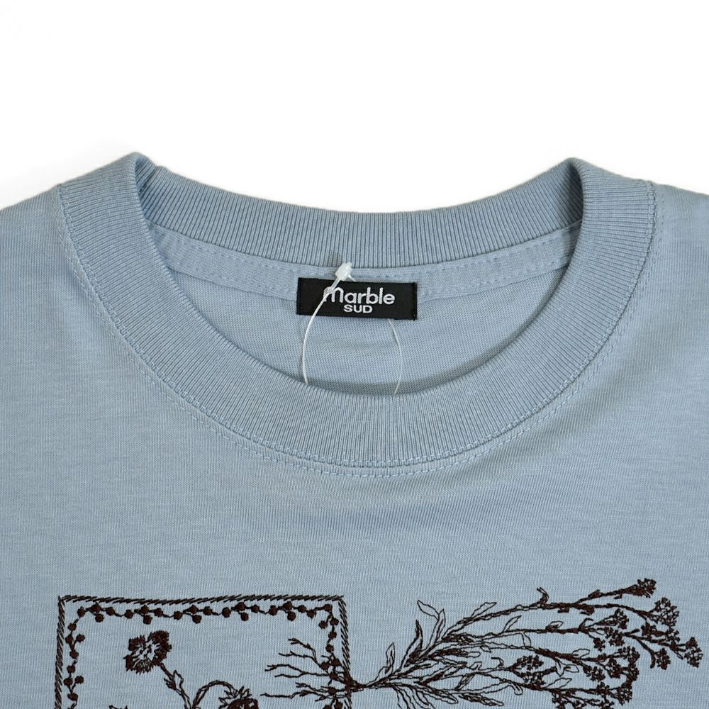 マーブルシュッド (marble SUD) frame flower L/S Tシャツ 刺繍長袖Tシャツ ロンT 01FF020225