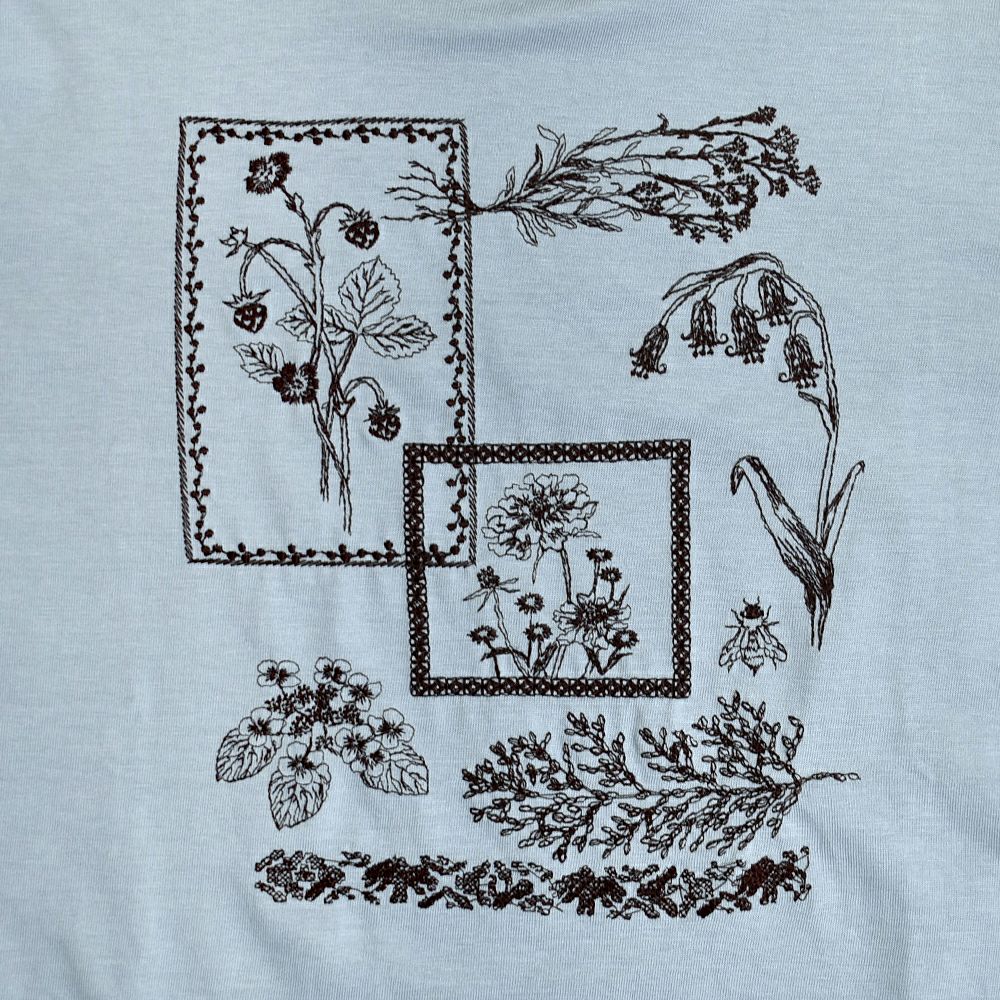 マーブルシュッド (marble SUD) frame flower L/S Tシャツ 刺繍長袖Tシャツ ロンT 01FF020225