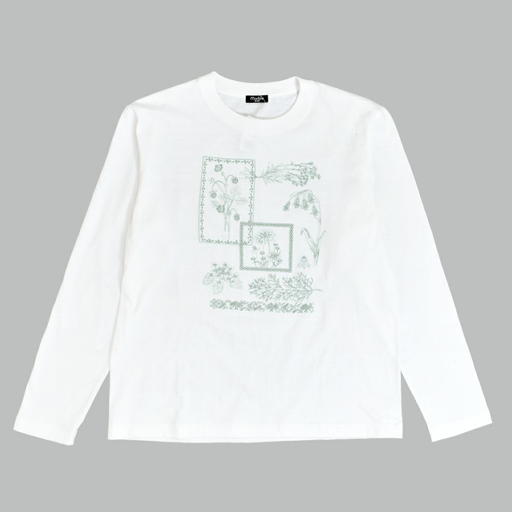 マーブルシュッド (marble SUD) frame flower L/S Tシャツ 刺繍長袖Tシャツ ロンT 01FF020225 01.WHT