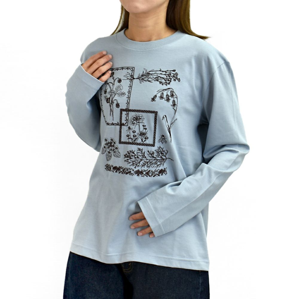 マーブルシュッド (marble SUD) frame flower L/S Tシャツ 刺繍長袖Tシャツ ロンT 01FF020225