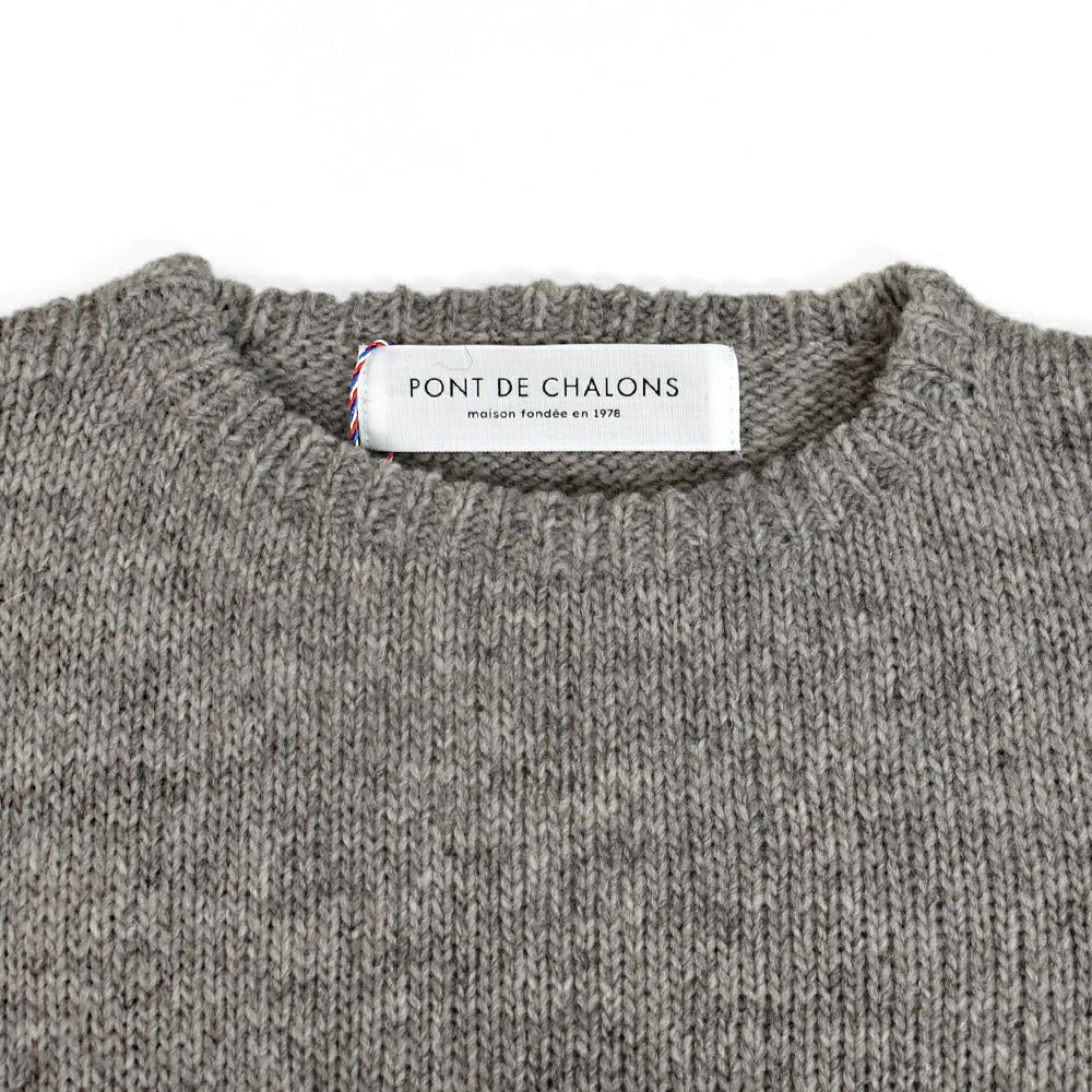 ポンデシャロン (PONT DE CHALONS) ハートパッチ無地ニットプルオーバー ペルーニット セーター 22550112