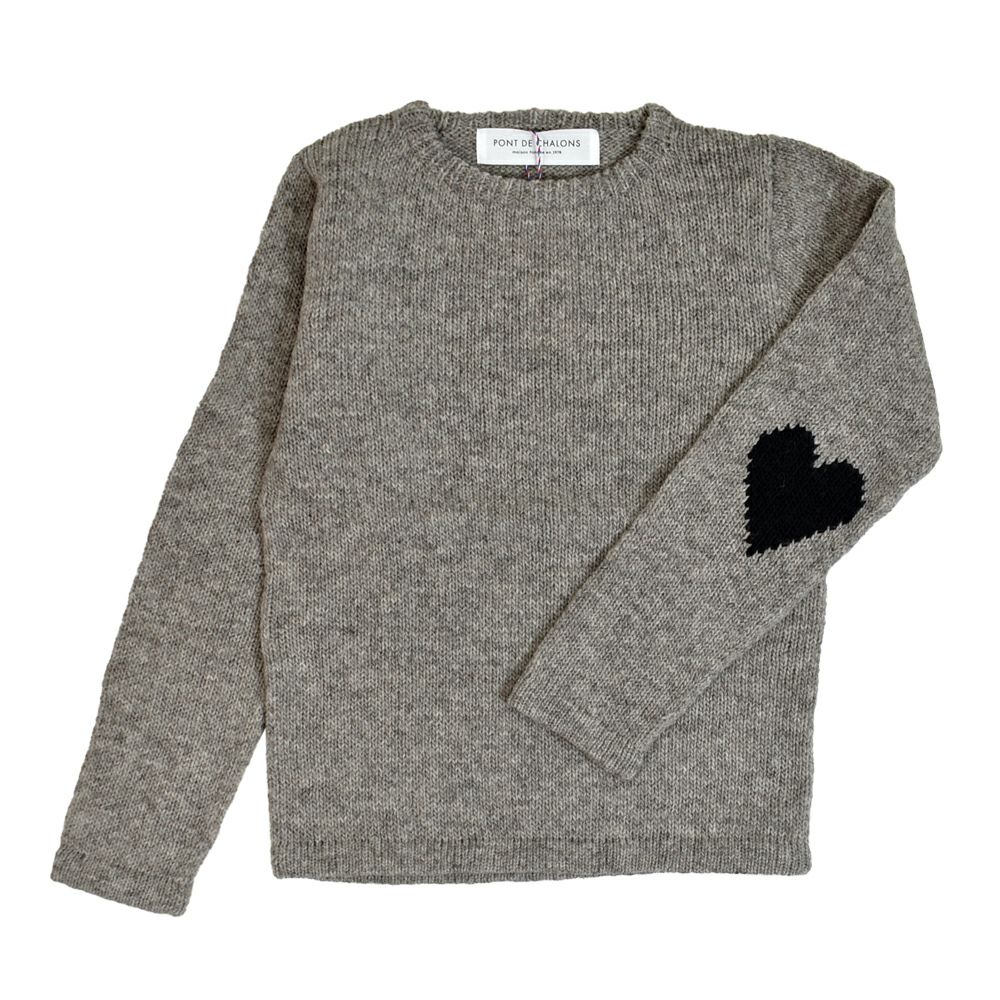ポンデシャロン (PONT DE CHALONS) ハートパッチ無地ニットプルオーバー ペルーニット セーター 22550112 12.ナチュラル