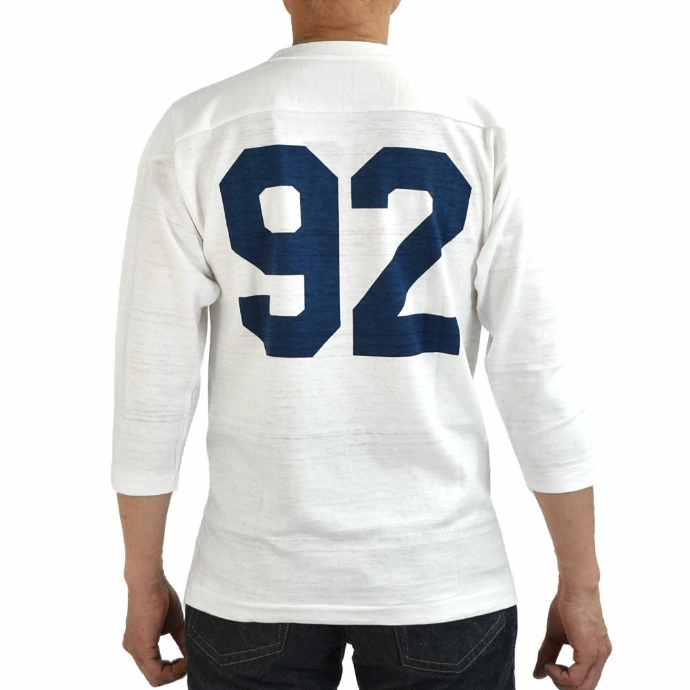 ウエアハウス (WAREHOUSE) Lot 4063 7分袖フットボールT NAVY 92 プリントTシャツ ロンT