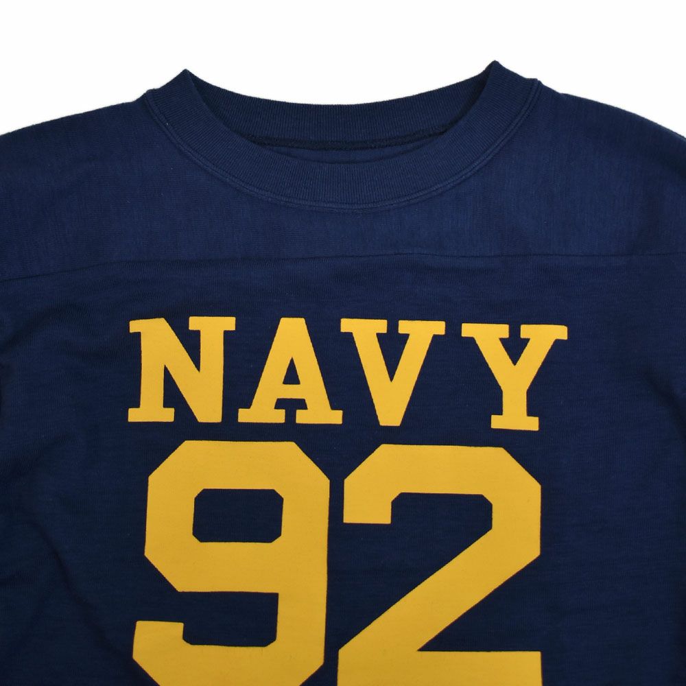 ウエアハウス (WAREHOUSE) Lot 4063 7分袖フットボールT NAVY 92 プリントTシャツ ロンT