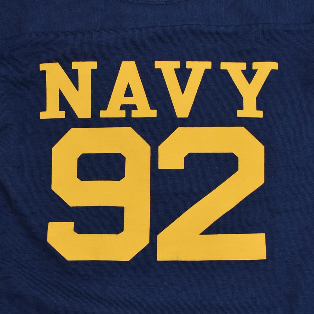 ウエアハウス (WAREHOUSE) Lot 4063 7分袖フットボールT NAVY 92 プリントTシャツ ロンT