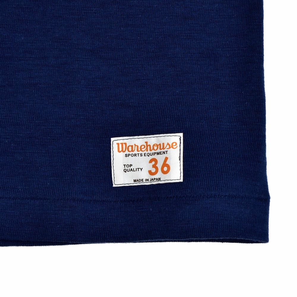 ウエアハウス (WAREHOUSE) Lot 4063 7分袖フットボールT NAVY 92 プリントTシャツ ロンT
