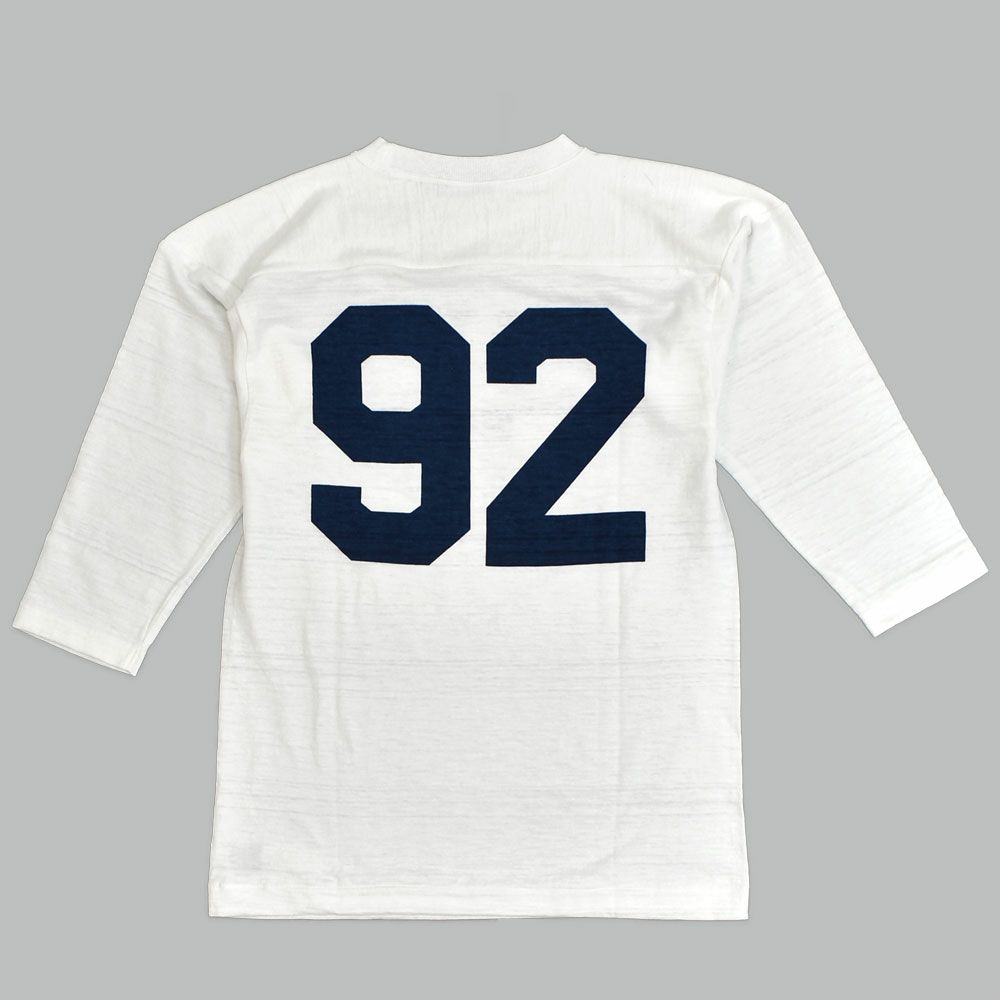 ウエアハウス (WAREHOUSE) Lot 4063 7分袖フットボールT NAVY 92 プリントTシャツ ロンT オフ