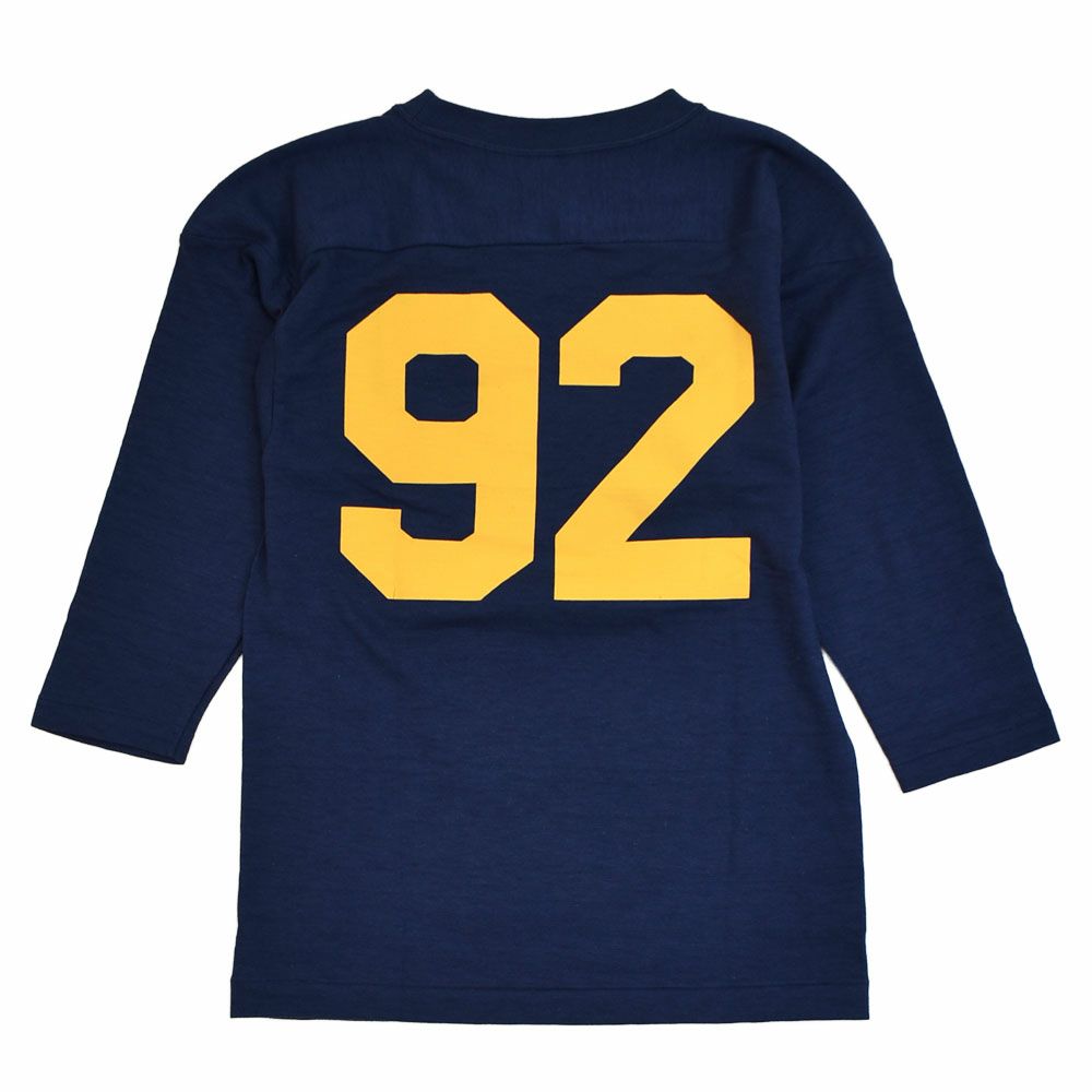 ウエアハウス (WAREHOUSE) Lot 4063 7分袖フットボールT NAVY 92 プリントTシャツ ロンT ネイビー