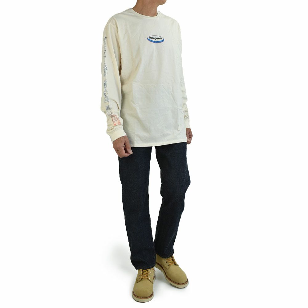 パタゴニア (PATAGONIA) メンズ ロングスリーブ ロング ウェイ ラウンド オーガニックTシャツ M’s L/S Long Way Round Organic T-Shirt プリント長袖Tシャツ ロンT 37821 UDNL(Undyed Natural)