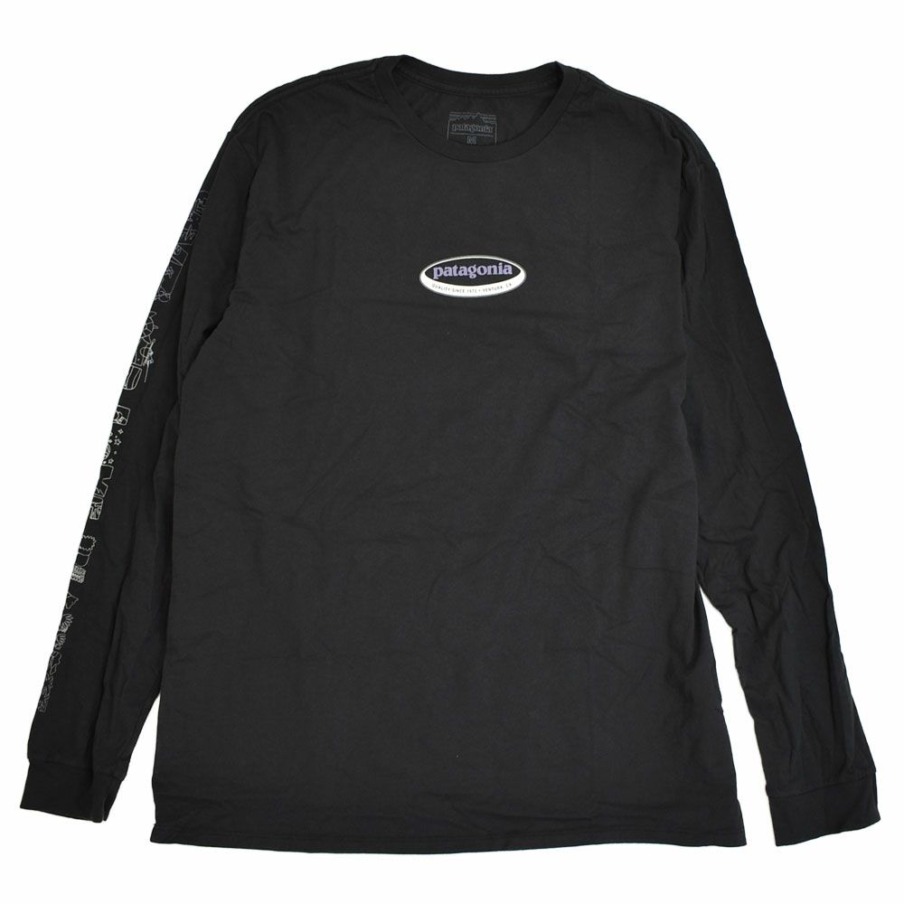 パタゴニア (PATAGONIA) メンズ ロングスリーブ ロング ウェイ ラウンド オーガニックTシャツ M’s L/S Long Way Round Organic T-Shirt プリント長袖Tシャツ ロンT 37821 INBK(Ink Black)