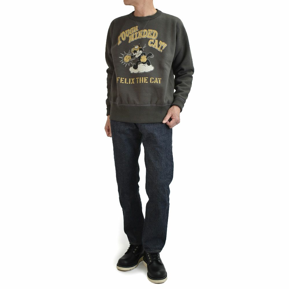 トイズマッコイ (TOYS McCOY) HEAVYWEIGHT SWEAT SHIRT FELIX THE CAT -TOUGH MINDED CAT!- 長袖プリントスウェットシャツ フィリックス ザ キャット TMC2547 030.BLACK