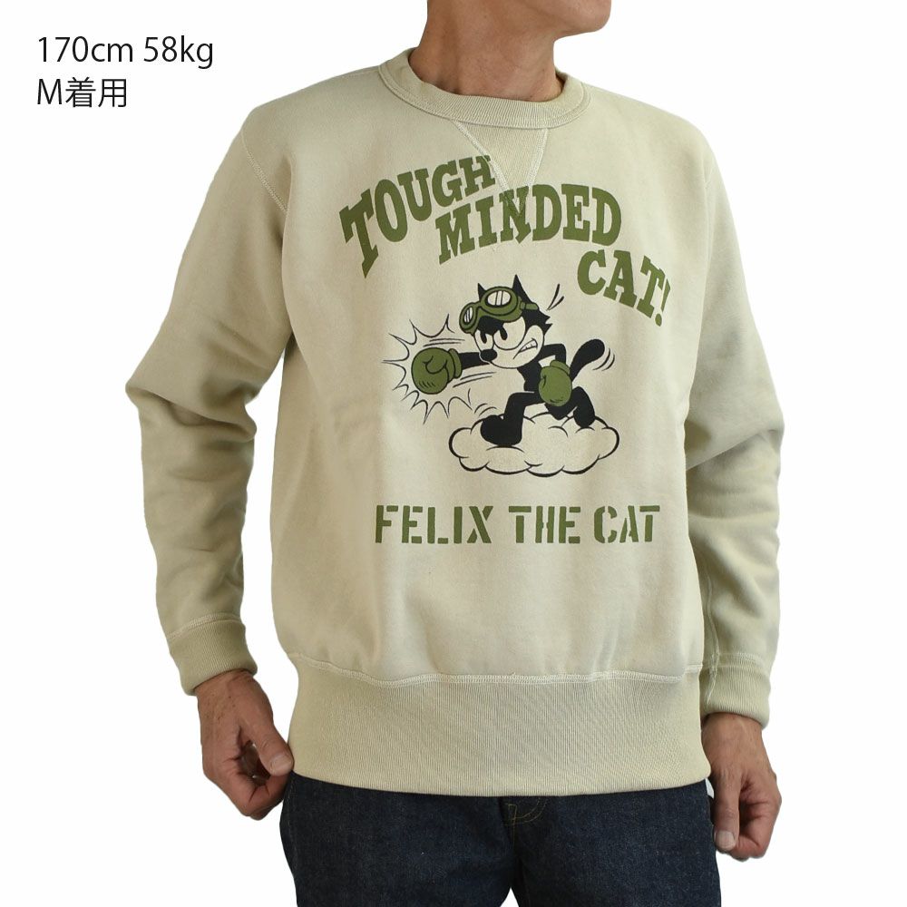 トイズマッコイ (TOYS McCOY) HEAVYWEIGHT SWEAT SHIRT FELIX THE CAT -TOUGH MINDED CAT!- 長袖プリントスウェットシャツ フィリックス ザ キャット TMC2547 041.SAND