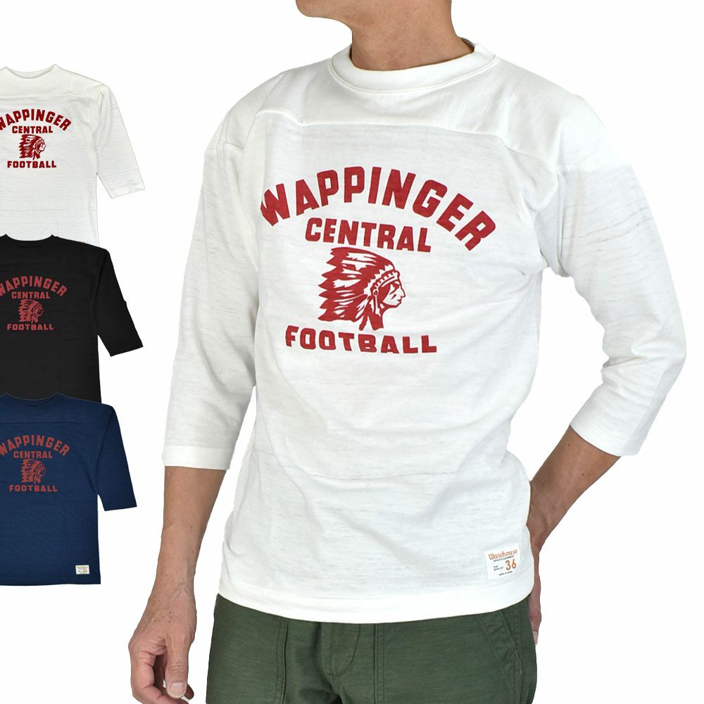 ウエアハウス (WAREHOUSE) Lot 4063 7分袖フットボールT WAPPINGER プリントTシャツ ロンT