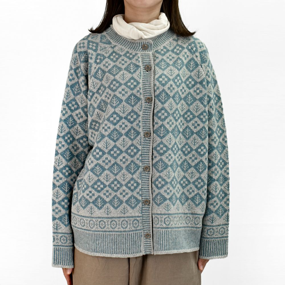 ブリスバンチ (Bliss bunch) ジャガード クルーネックカーデ ウールジャガードニットカーディガン P758-440