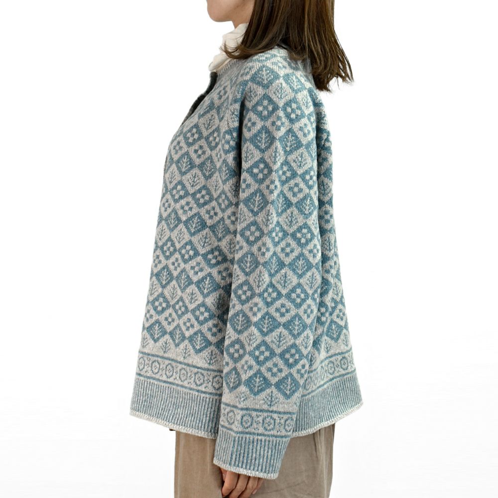 ブリスバンチ (Bliss bunch) ジャガード クルーネックカーデ ウールジャガードニットカーディガン P758-440