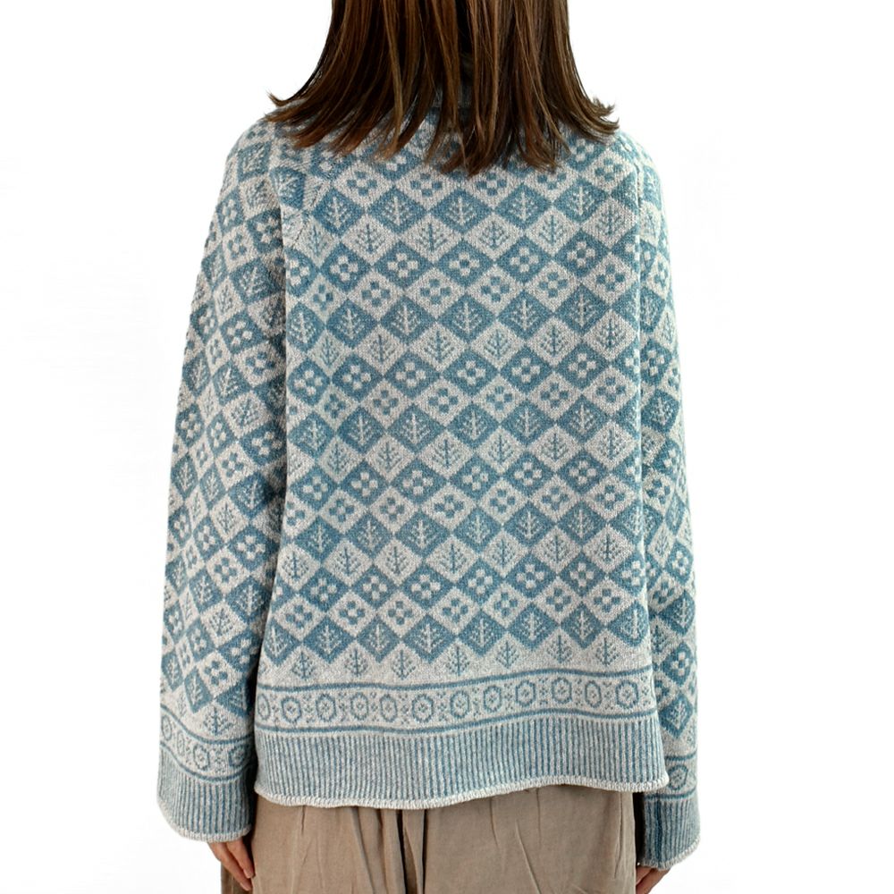 ブリスバンチ (Bliss bunch) ジャガード クルーネックカーデ ウールジャガードニットカーディガン P758-440