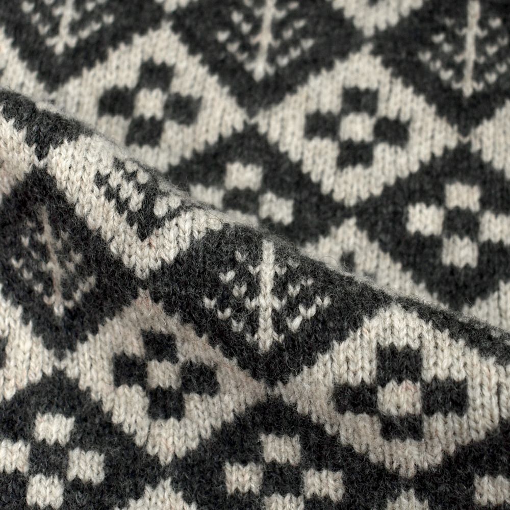 ブリスバンチ (Bliss bunch) ジャガード クルーネックカーデ ウールジャガードニットカーディガン P758-440