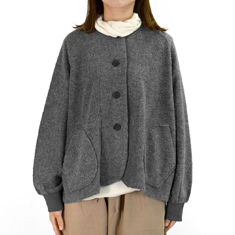 ブリスバンチ (Bliss bunch) RIB使いラグランノーカラージャケット パイルジャケット A758-456