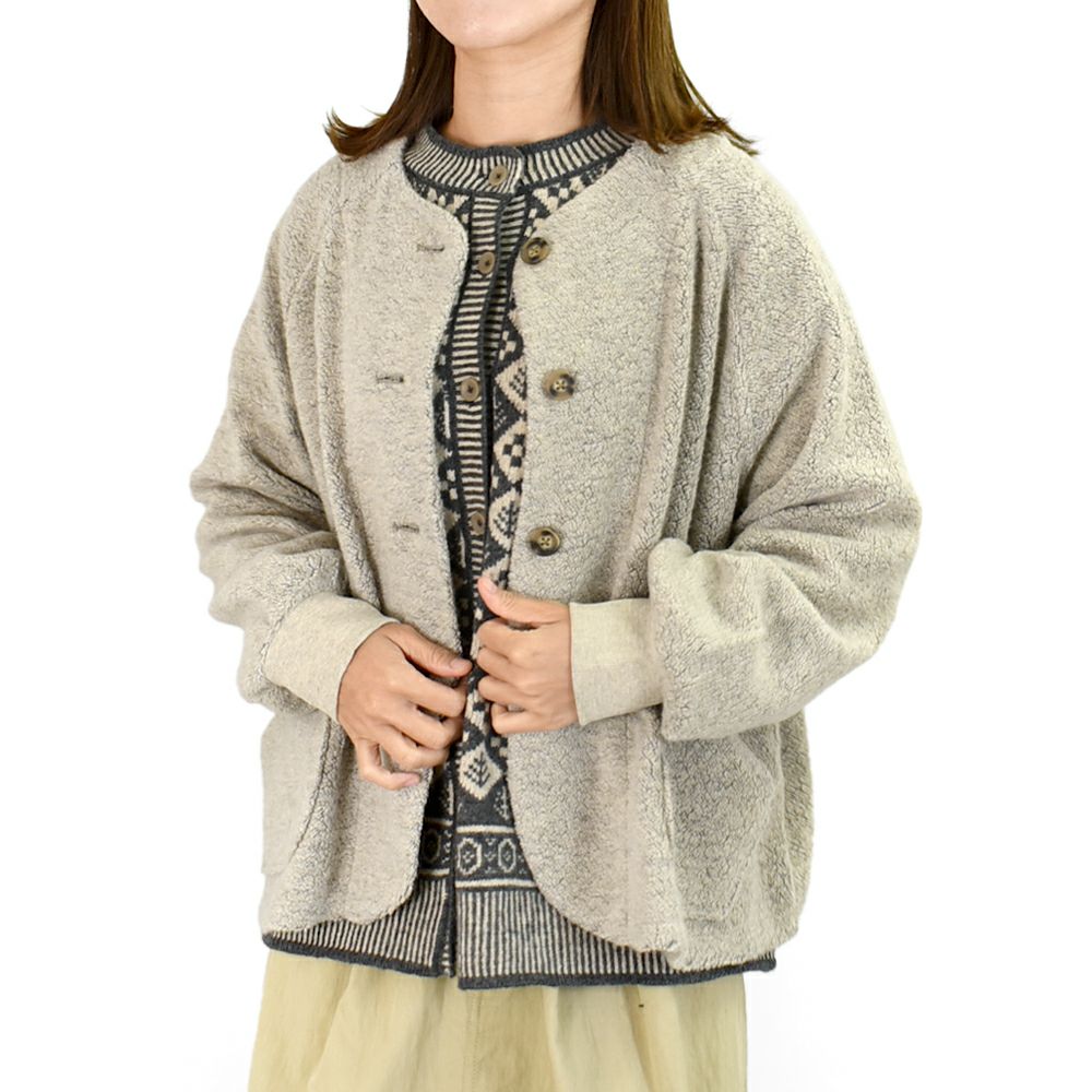 ブリスバンチ (Bliss bunch) RIB使いラグランノーカラージャケット パイルジャケット A758-456