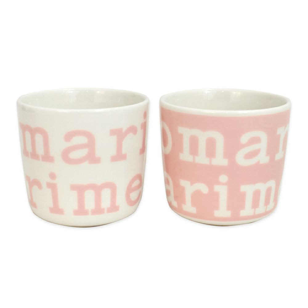 マリメッコ (marimekko) 【日本限定】Logo コーヒーカップセット（ハンドルなし） 食器 2個セット ギフトボックス ペア 52259-4-74927 52259474927 70.ピンク×ホワイト