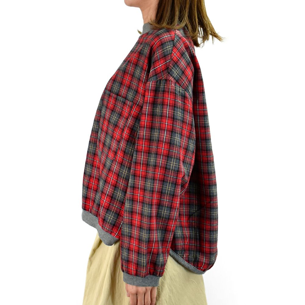 ブリスバンチ (Bliss bunch) FB差RIB使いコクーンPO 長袖チェックネルプルオーバーブラウス リブ使いブラウス W758-490