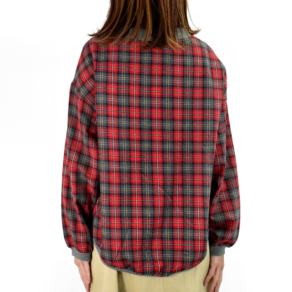 ブリスバンチ (Bliss bunch) FB差RIB使いコクーンPO 長袖チェックネルプルオーバーブラウス リブ使いブラウス W758-490