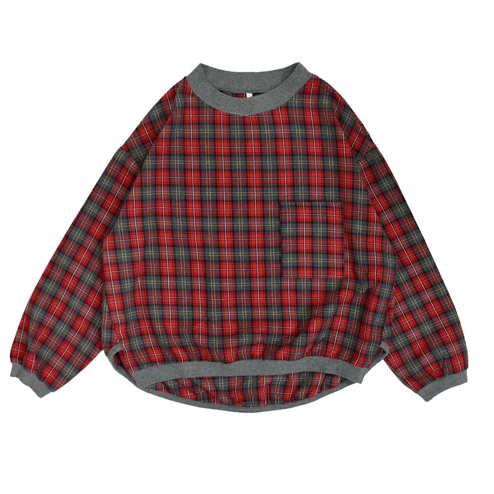 ブリスバンチ (Bliss bunch) FB差RIB使いコクーンPO 長袖チェックネルプルオーバーブラウス リブ使いブラウス W758-490 3-1.RED CHECK(M/GRAY)