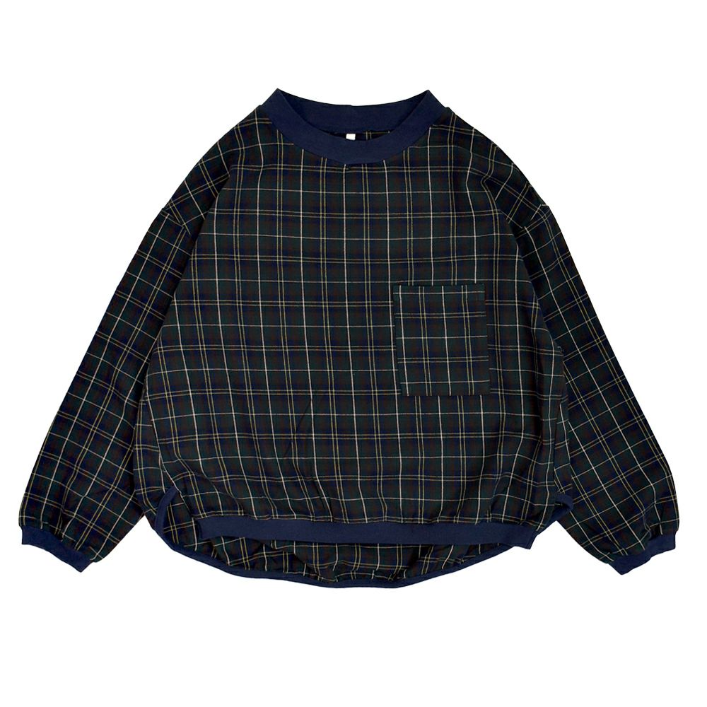 ブリスバンチ (Bliss bunch) FB差RIB使いコクーンPO 長袖チェックネルプルオーバーブラウス リブ使いブラウス W758-490 3-2.GREEN CHECK(NAVY)