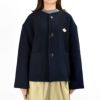 ダントン (DANTON) WOMEN'S WOOL LIGHT PILE COLLARLESS JACKET ノーカラージャケット ショートブルゾン アウター コート DT-A0013WLP