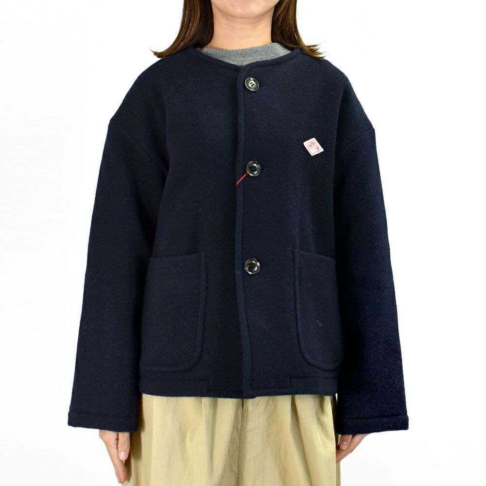 ダントン (DANTON) WOMEN'S WOOL LIGHT PILE COLLARLESS JACKET ノーカラージャケット ショートブルゾン アウター コート DT-A0013WLP
