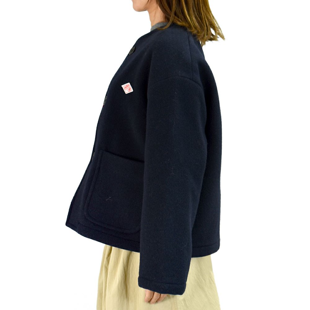 ダントン (DANTON) WOMEN'S WOOL LIGHT PILE COLLARLESS JACKET ノーカラージャケット ショートブルゾン アウター コート DT-A0013WLP