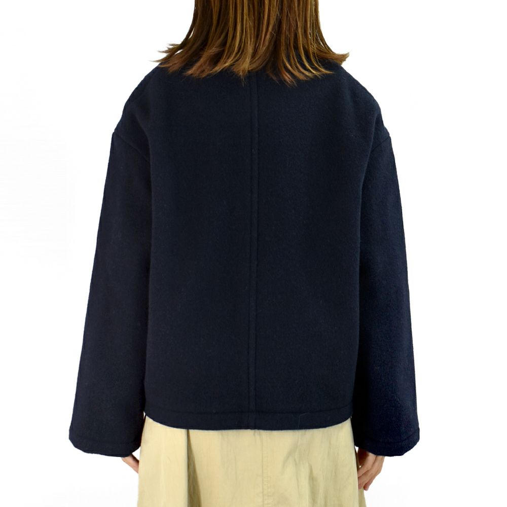 ダントン (DANTON) WOMEN'S WOOL LIGHT PILE COLLARLESS JACKET ノーカラージャケット ショートブルゾン アウター コート DT-A0013WLP