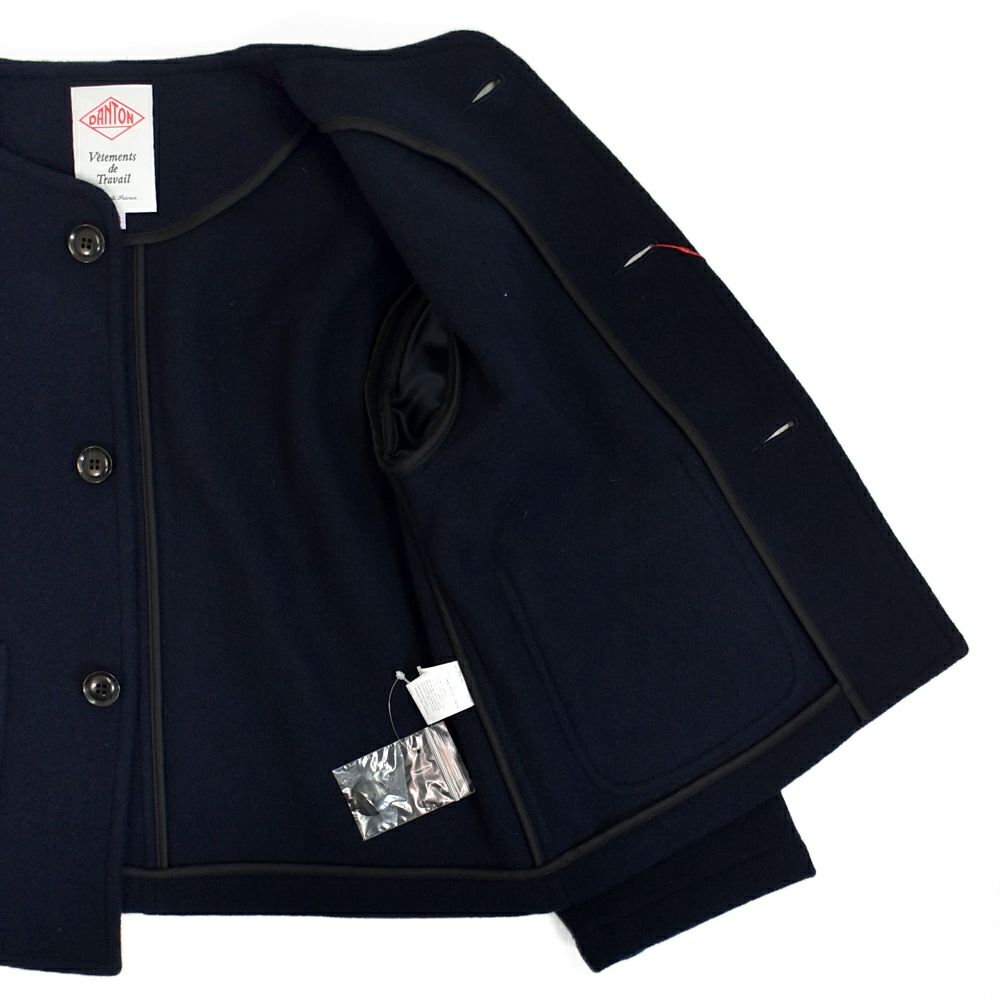ダントン (DANTON) WOMEN'S WOOL LIGHT PILE COLLARLESS JACKET ノーカラージャケット ショートブルゾン アウター コート DT-A0013WLP