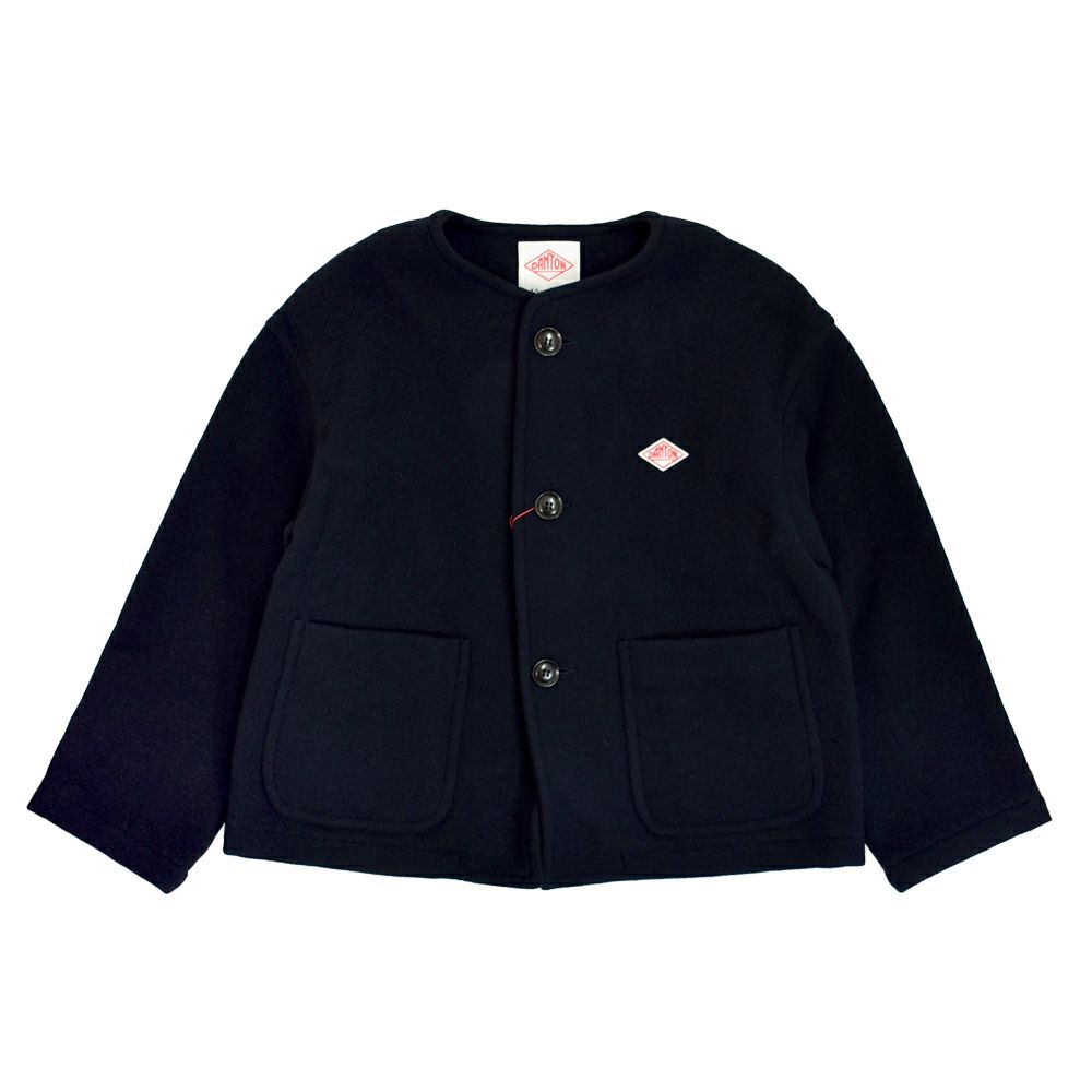 ダントン (DANTON) WOMEN'S WOOL LIGHT PILE COLLARLESS JACKET ノーカラージャケット ショートブルゾン アウター コート DT-A0013WLP NAVY