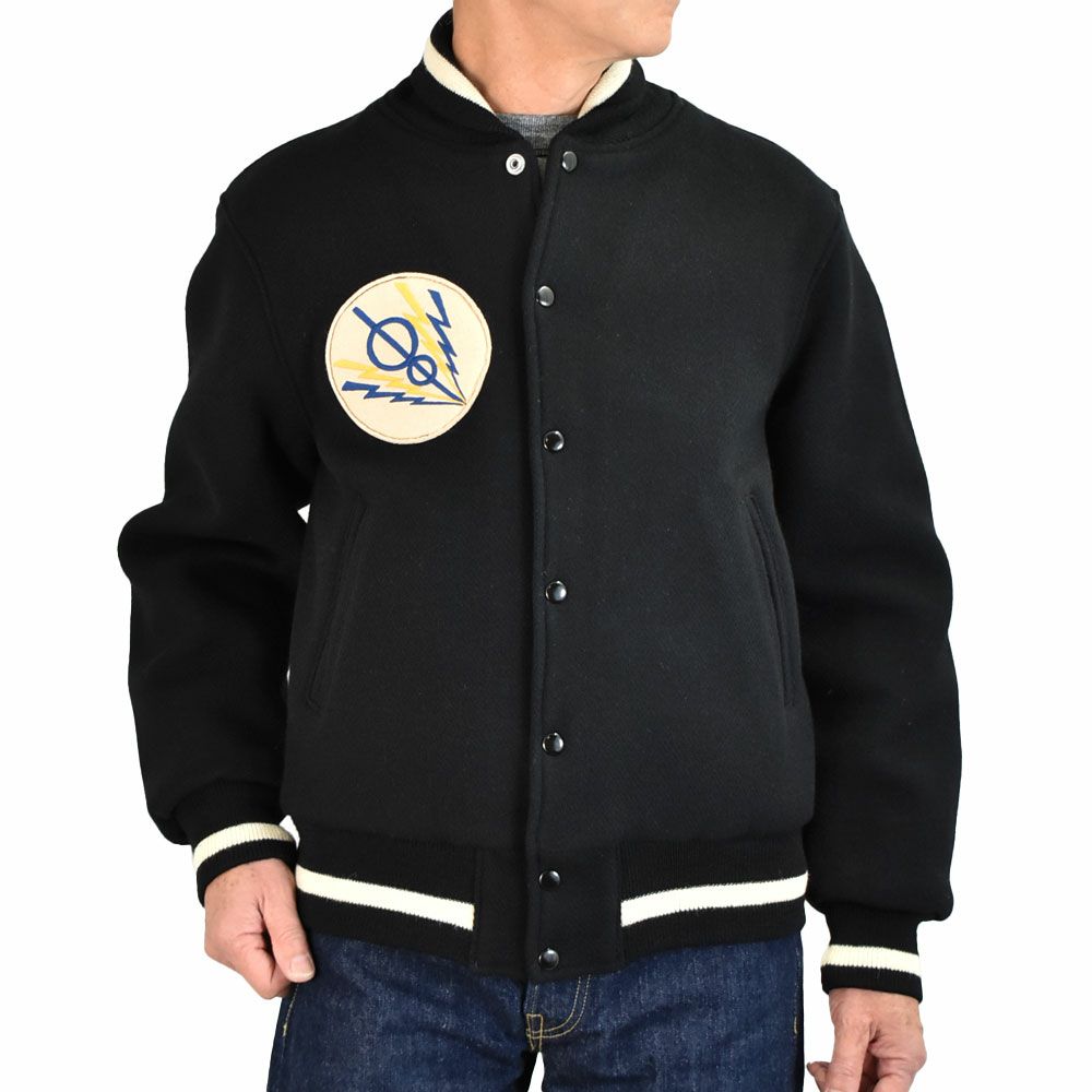 フリーホイーラーズ (FREEWHEELERS) -HARPER HOT IRONS- LEADFOOT 1940~1950s STYLE CAR CLUB JACKET Vintage Style Yarn-Dyed Heavy Melton YARN-DYED BLACK ウールメルトンジャケット カークラブジャケット カスタムジャケット 2531012