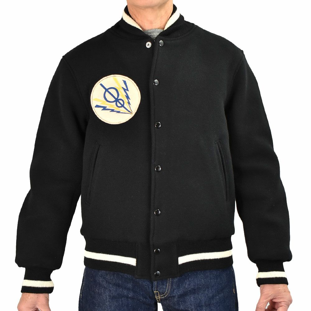 フリーホイーラーズ (FREEWHEELERS) -HARPER HOT IRONS- LEADFOOT 1940~1950s STYLE CAR CLUB JACKET Vintage Style Yarn-Dyed Heavy Melton YARN-DYED BLACK ウールメルトンジャケット カークラブジャケット カスタムジャケット 2531012