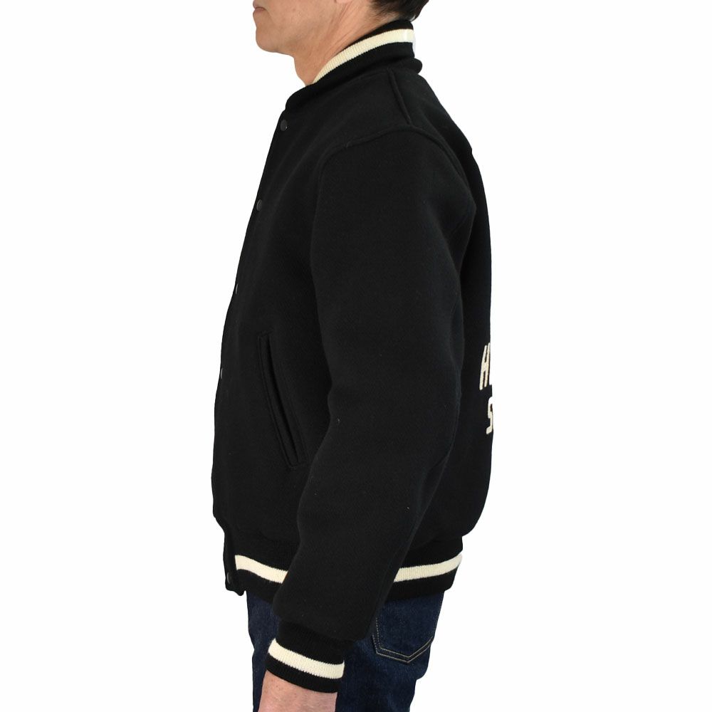 フリーホイーラーズ (FREEWHEELERS) -HARPER HOT IRONS- LEADFOOT 1940~1950s STYLE CAR CLUB JACKET Vintage Style Yarn-Dyed Heavy Melton YARN-DYED BLACK ウールメルトンジャケット カークラブジャケット カスタムジャケット 2531012