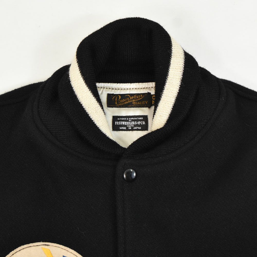 フリーホイーラーズ (FREEWHEELERS) -HARPER HOT IRONS- LEADFOOT 1940~1950s STYLE CAR CLUB JACKET Vintage Style Yarn-Dyed Heavy Melton YARN-DYED BLACK ウールメルトンジャケット カークラブジャケット カスタムジャケット 2531012