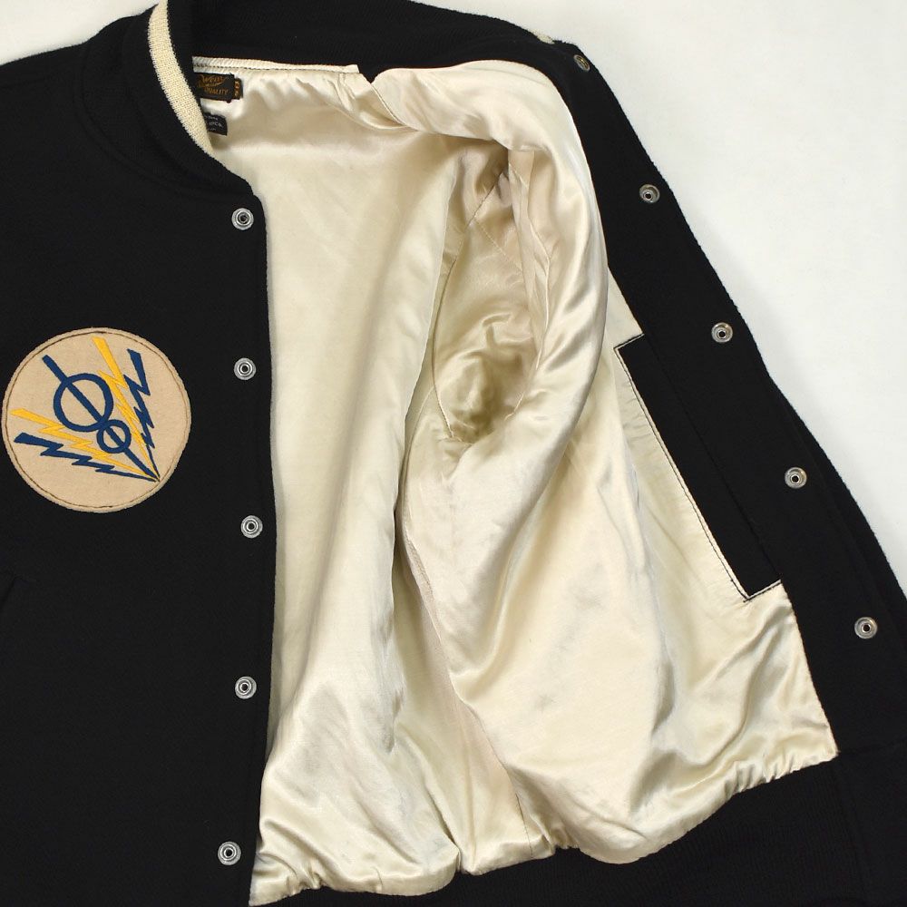 フリーホイーラーズ (FREEWHEELERS) -HARPER HOT IRONS- LEADFOOT 1940~1950s STYLE CAR CLUB JACKET Vintage Style Yarn-Dyed Heavy Melton YARN-DYED BLACK ウールメルトンジャケット カークラブジャケット カスタムジャケット 2531012