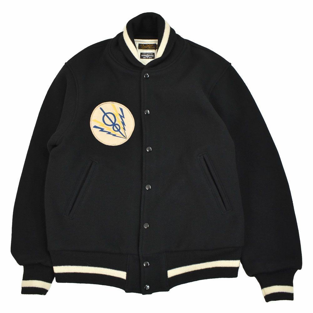 フリーホイーラーズ (FREEWHEELERS) -HARPER HOT IRONS- LEADFOOT 1940~1950s STYLE CAR CLUB JACKET Vintage Style Yarn-Dyed Heavy Melton YARN-DYED BLACK ウールメルトンジャケット カークラブジャケット カスタムジャケット 2531012