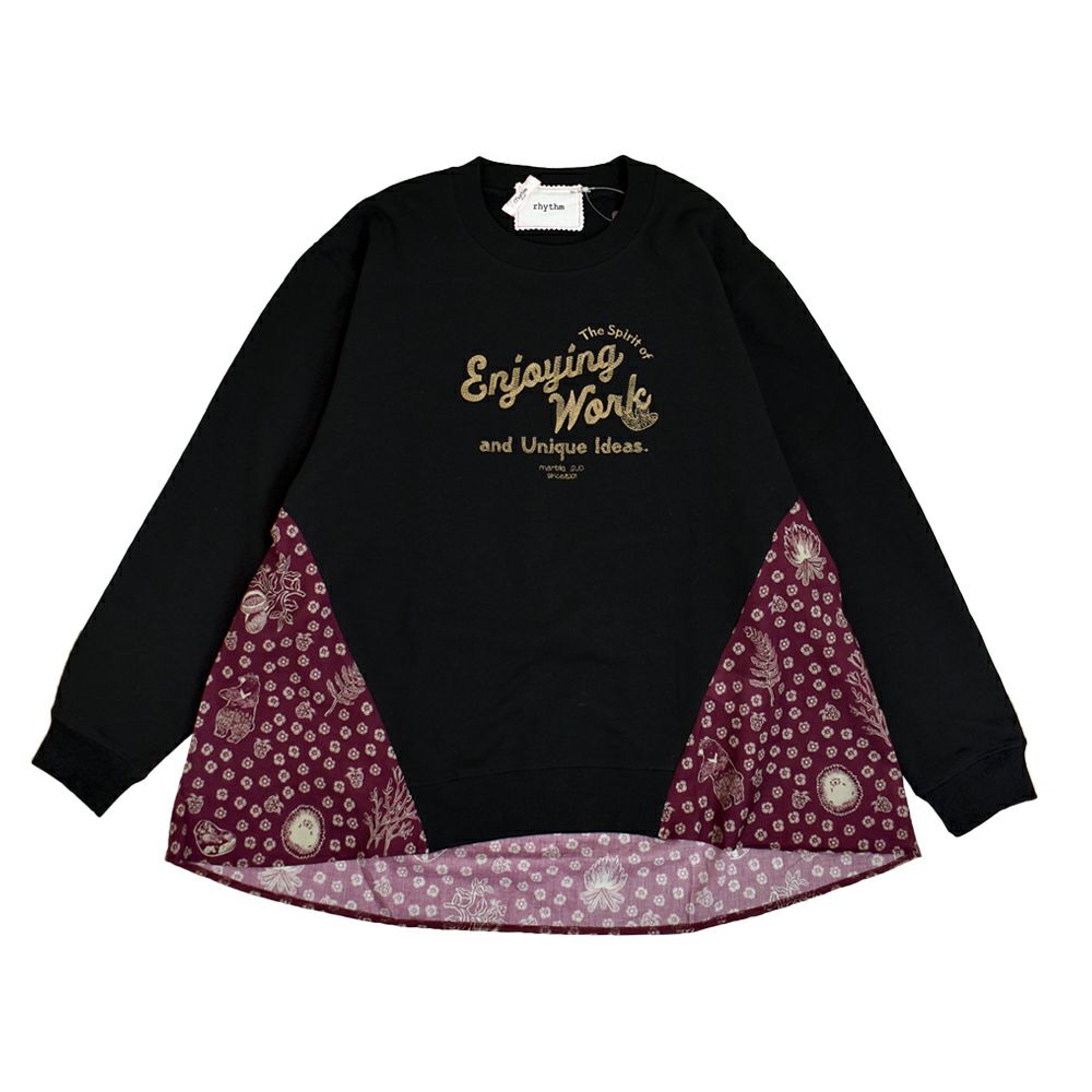マーブルシュッド (marble SUD) Credeo Cursive リメイクSWEAT 長袖トレーナー スウェット 12FF999281 02.BLK