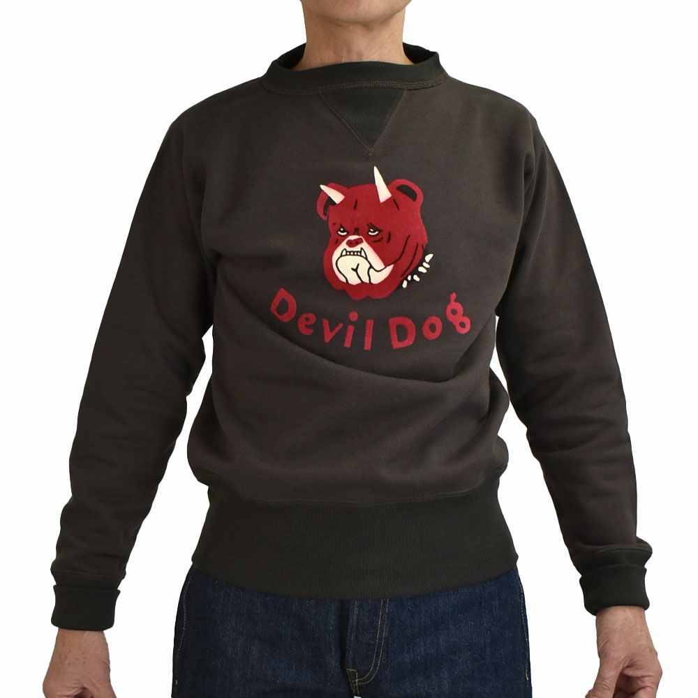 フリーホイーラーズ (FREEWHEELERS) -Devil Dog- DOUBLE V SWEAT SHIRT 1930~1940s STYLE SET-IN SLEEVE SWEAT SHIRT Vintage Style Medium Weight Fleece CHARCOAL×SOOT BLACK OLD GOLD×DEEP BLUEBERRY 長袖トレーナー スウェットシャツ 2534003