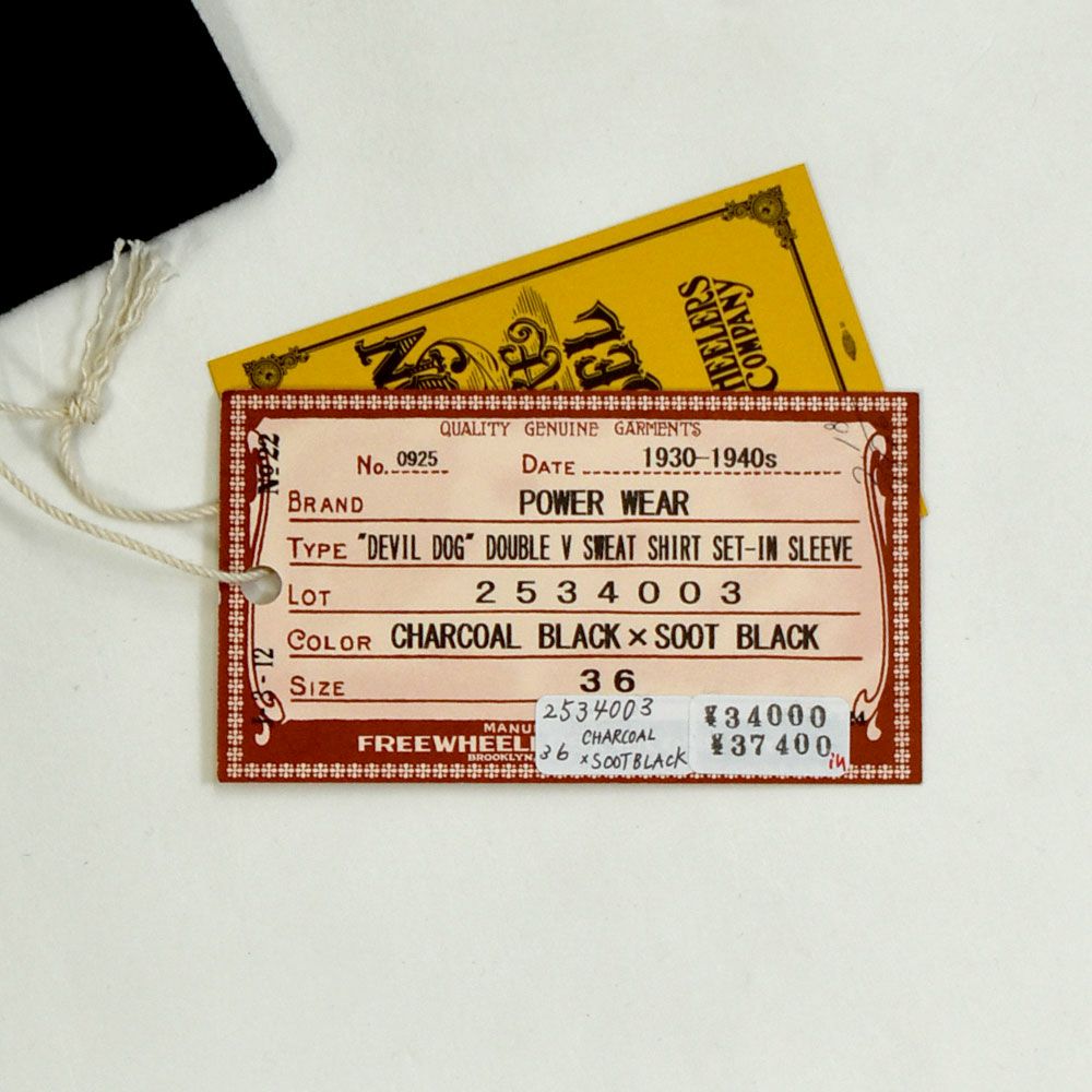 フリーホイーラーズ (FREEWHEELERS) -Devil Dog- DOUBLE V SWEAT SHIRT 1930~1940s STYLE SET-IN SLEEVE SWEAT SHIRT Vintage Style Medium Weight Fleece CHARCOAL×SOOT BLACK OLD GOLD×DEEP BLUEBERRY 長袖トレーナー スウェットシャツ 2534003
