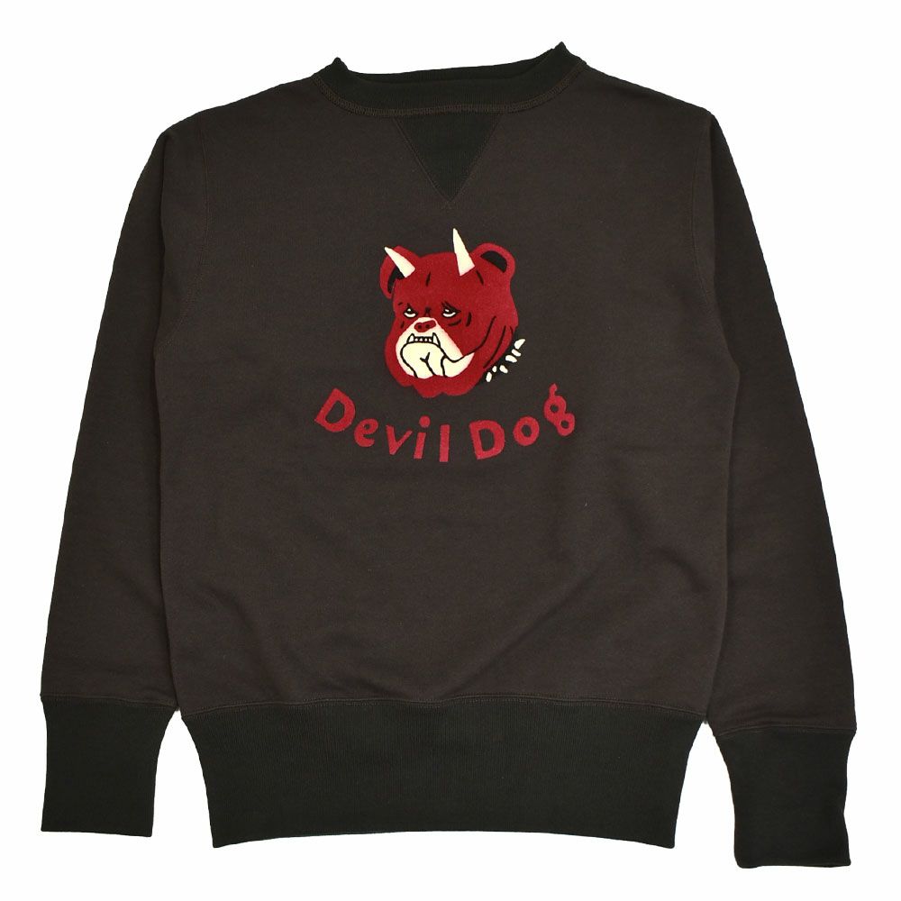 フリーホイーラーズ (FREEWHEELERS) -Devil Dog- DOUBLE V SWEAT SHIRT 1930~1940s STYLE SET-IN SLEEVE SWEAT SHIRT Vintage Style Medium Weight Fleece CHARCOAL×SOOT BLACK 長袖トレーナー スウェットシャツ 2534003