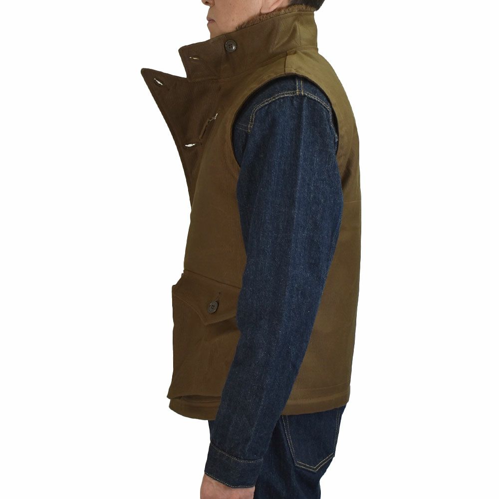 フリーホイーラーズ (FREEWHEELERS) -WINTER AVIATORS' VEST- 1930~1940s CIVILIAN MILITARY STYLE CLOTHING Original Jungle Cloth Paraffin Coating DARK RED BEIGE アヴィエイターズベスト アビエイターズベスト コットンベスト 内側ボアベスト ミリタリーベスト 2531006