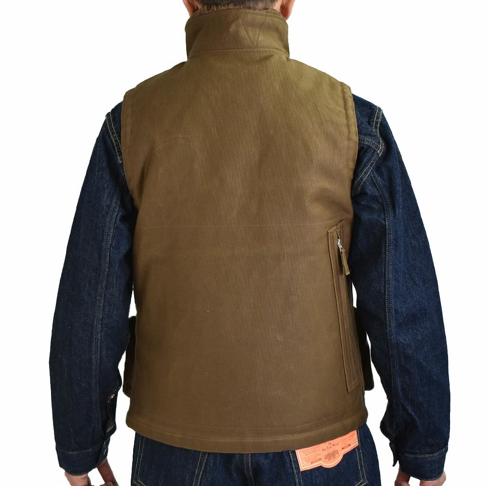 フリーホイーラーズ (FREEWHEELERS) -WINTER AVIATORS' VEST- 1930~1940s CIVILIAN MILITARY STYLE CLOTHING Original Jungle Cloth Paraffin Coating DARK RED BEIGE アヴィエイターズベスト アビエイターズベスト コットンベスト 内側ボアベスト ミリタリーベスト 2531006